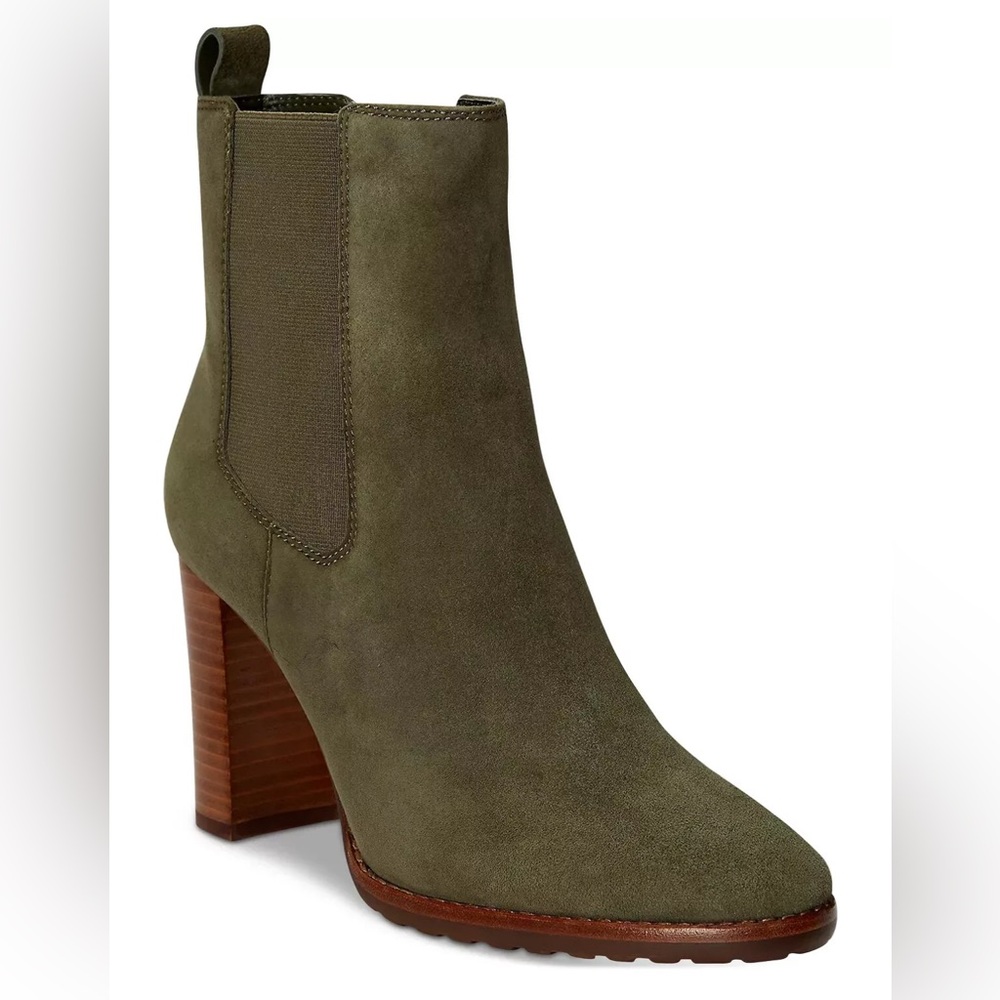 Ralph Lauren Mylah Suede Bootie Olive Green Ankle Boot Size 8.5